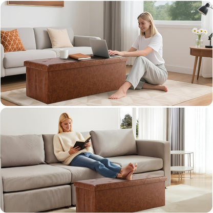 Foldable Upholstered Ottoman, Small Upholstered Footstool for Living Room detail image - detail view 29