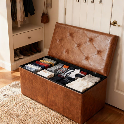 Foldable Upholstered Ottoman, Small Upholstered Footstool for Living Room detail image - detail view 7