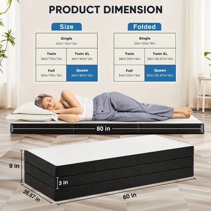 Folding Mattress with Memory Foam and Washable Cover for Bedroom detail image - detail view 4