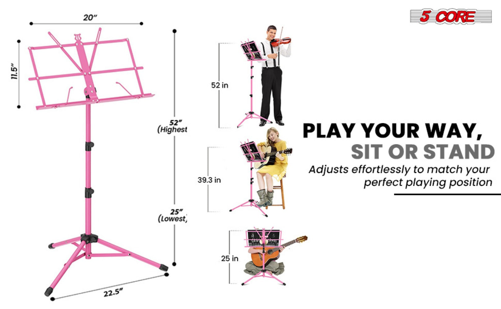Folding Music Stand, Foldable, Adjustable, Core for Holding Sheet Music For Lessons detail image - detail view 18