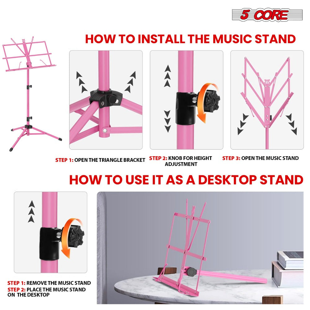 Folding Music Stand, Foldable, Adjustable, Core for Holding Sheet Music For Lessons detail image - detail view 4
