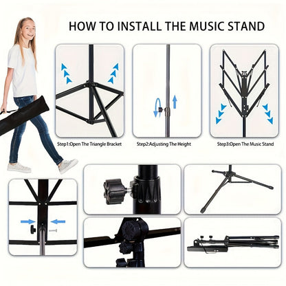 Folding Music Stand, Portable, Foldable, 2-in-1 for Holding Sheet Music For Lessons detail image - detail view 16