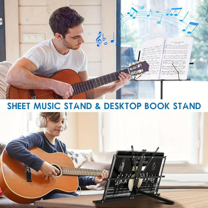 Folding Music Stand, Portable, Foldable, 2-in-1 for Holding Sheet Music For Lessons detail image - detail view 17