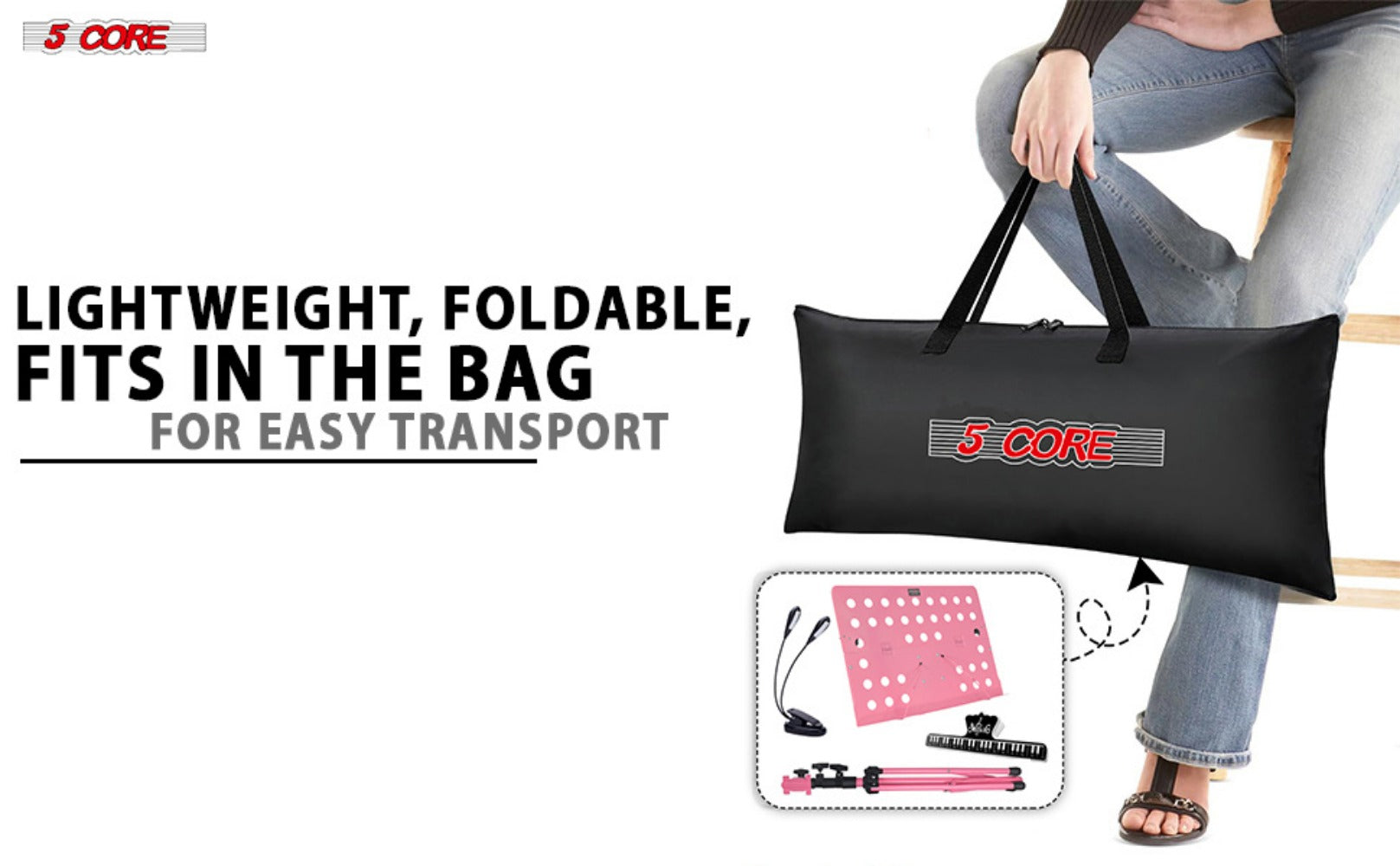 Folding Music Stand, Rechargeable, Foldable, Core for Holding Sheet Music For Lessons detail image - detail view 11