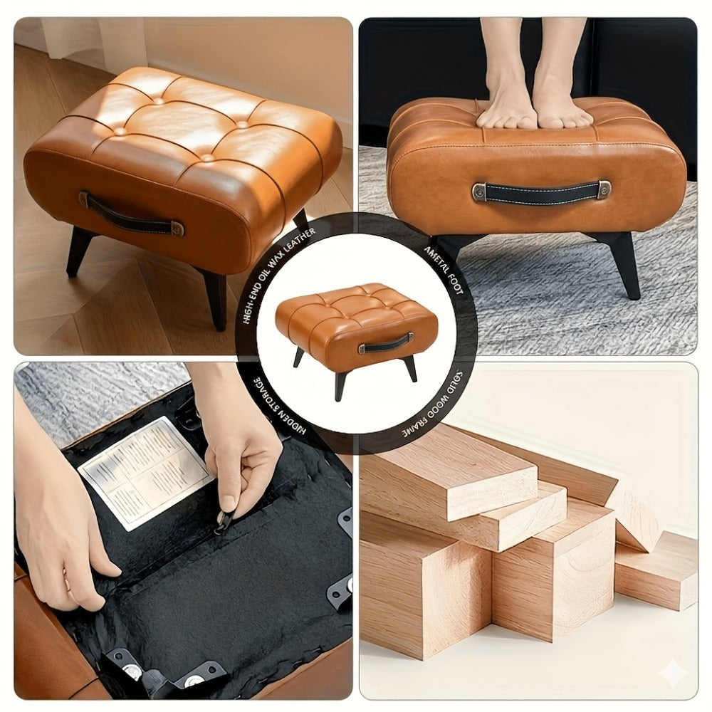 Footstool with Footrest for Practical Everyday Home Use in Living Room detail image