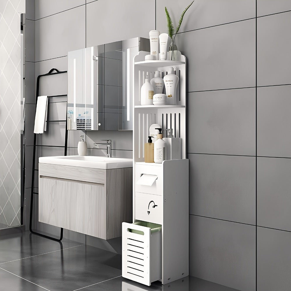 Bathroom Cabinet, Corner Bathroom Storage Cabinet Freestanding Waterproof Organizer shown in the main product view