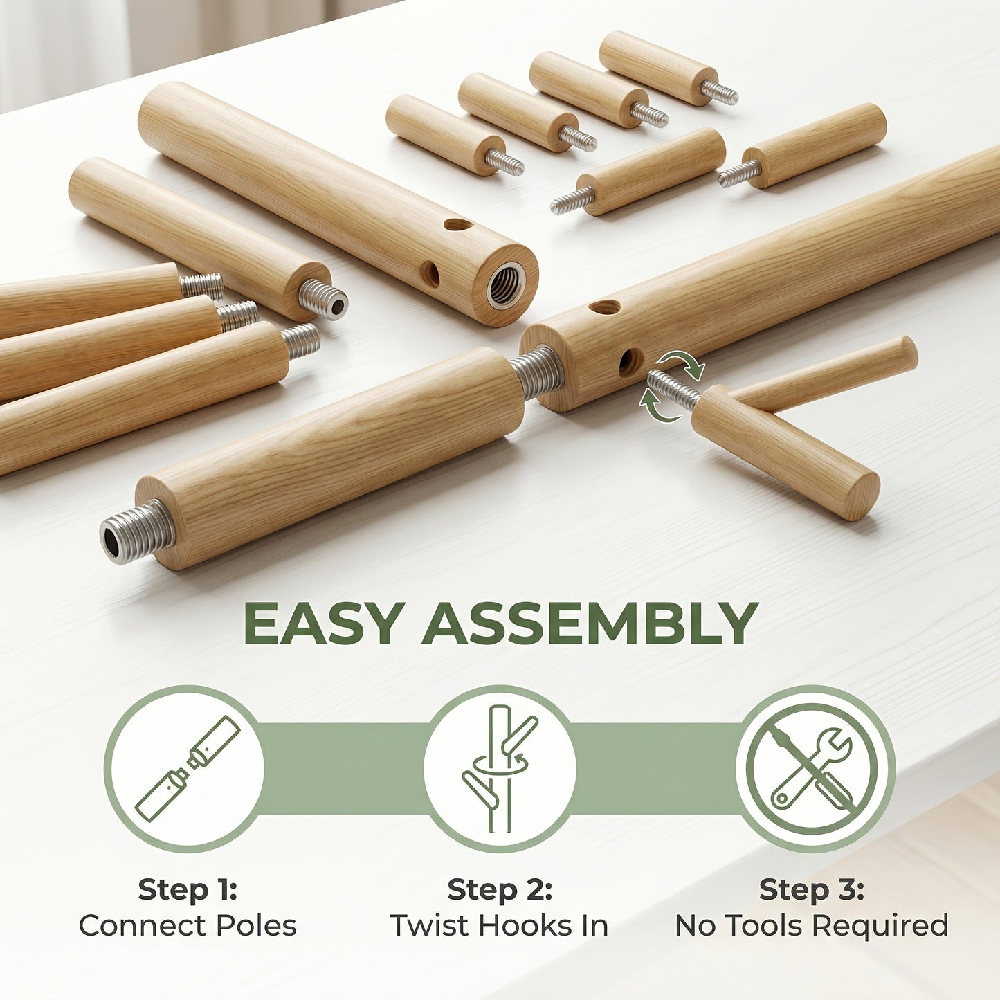 Coat Rack shown in the 1pcs Natural wood color option