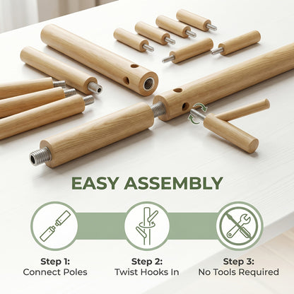 Coat Rack shown in the 1pcs Natural wood color option