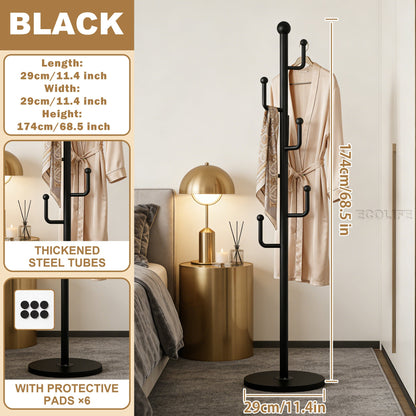 Coat Rack shown in the Black Circular Base option