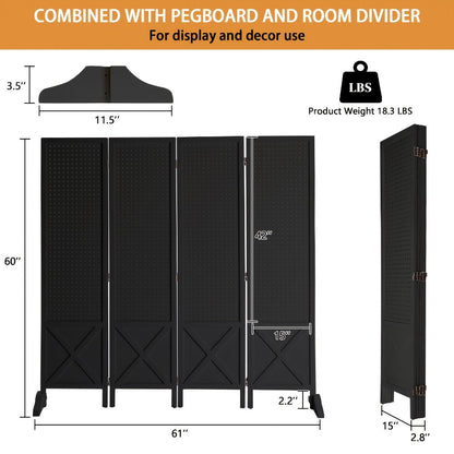 Freestanding Foldable Room Divider with Added Privacy and Multiple Color Options detail image - detail view 10