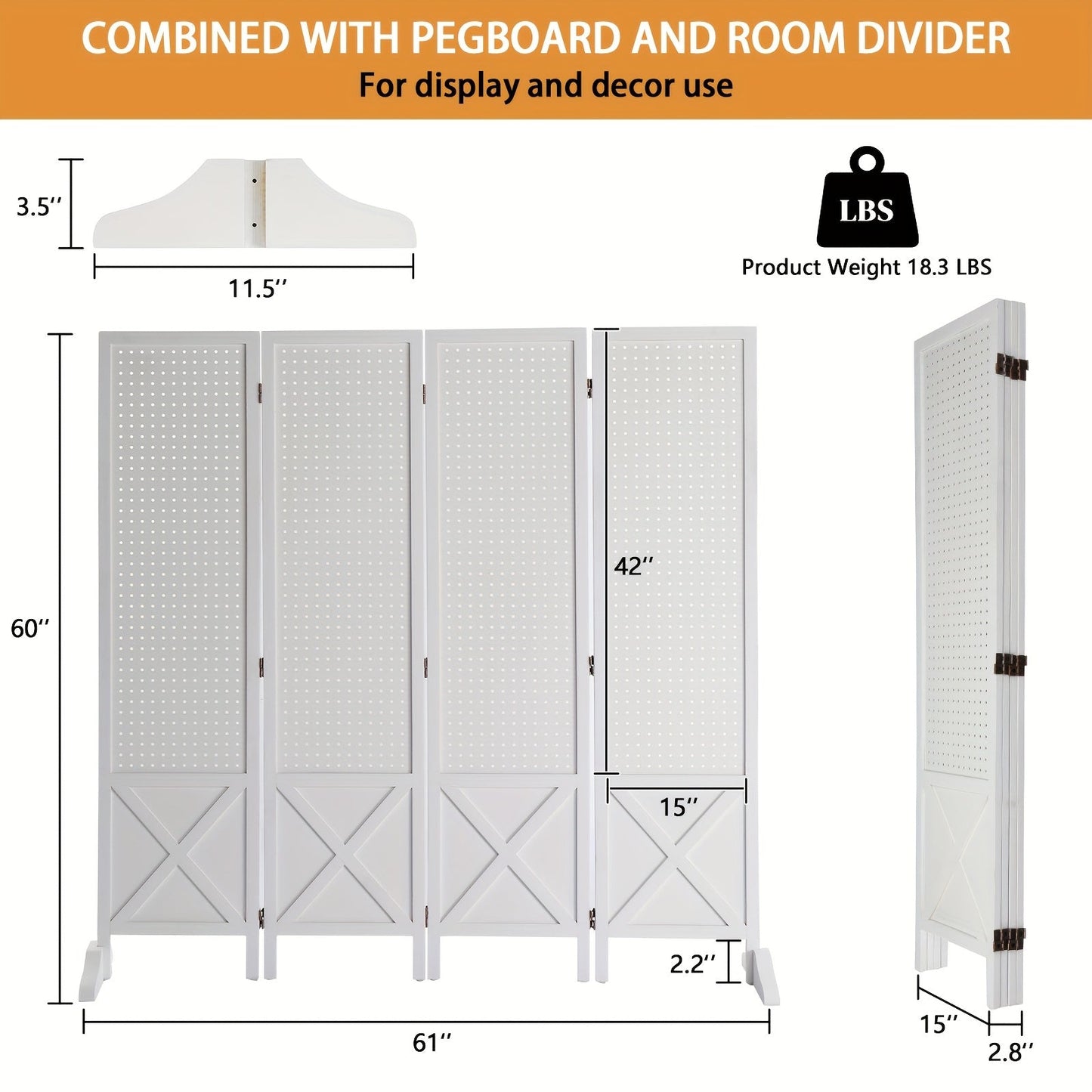 Room Divider shown in the White, 4 panels option