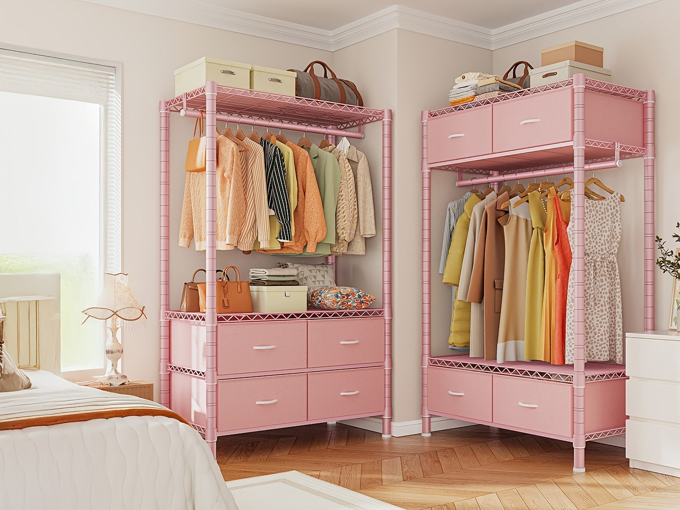 Freestanding Heavy-Duty Clothing Rack with Adjustable Height for Bedroom detail image - detail view 12