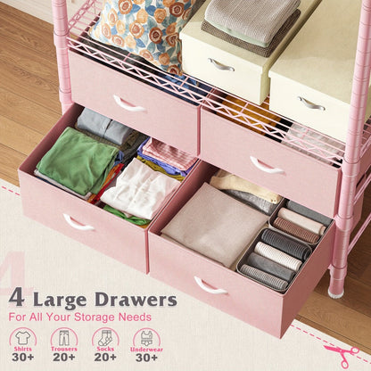 Freestanding Heavy-Duty Clothing Rack with Adjustable Height for Bedroom detail image