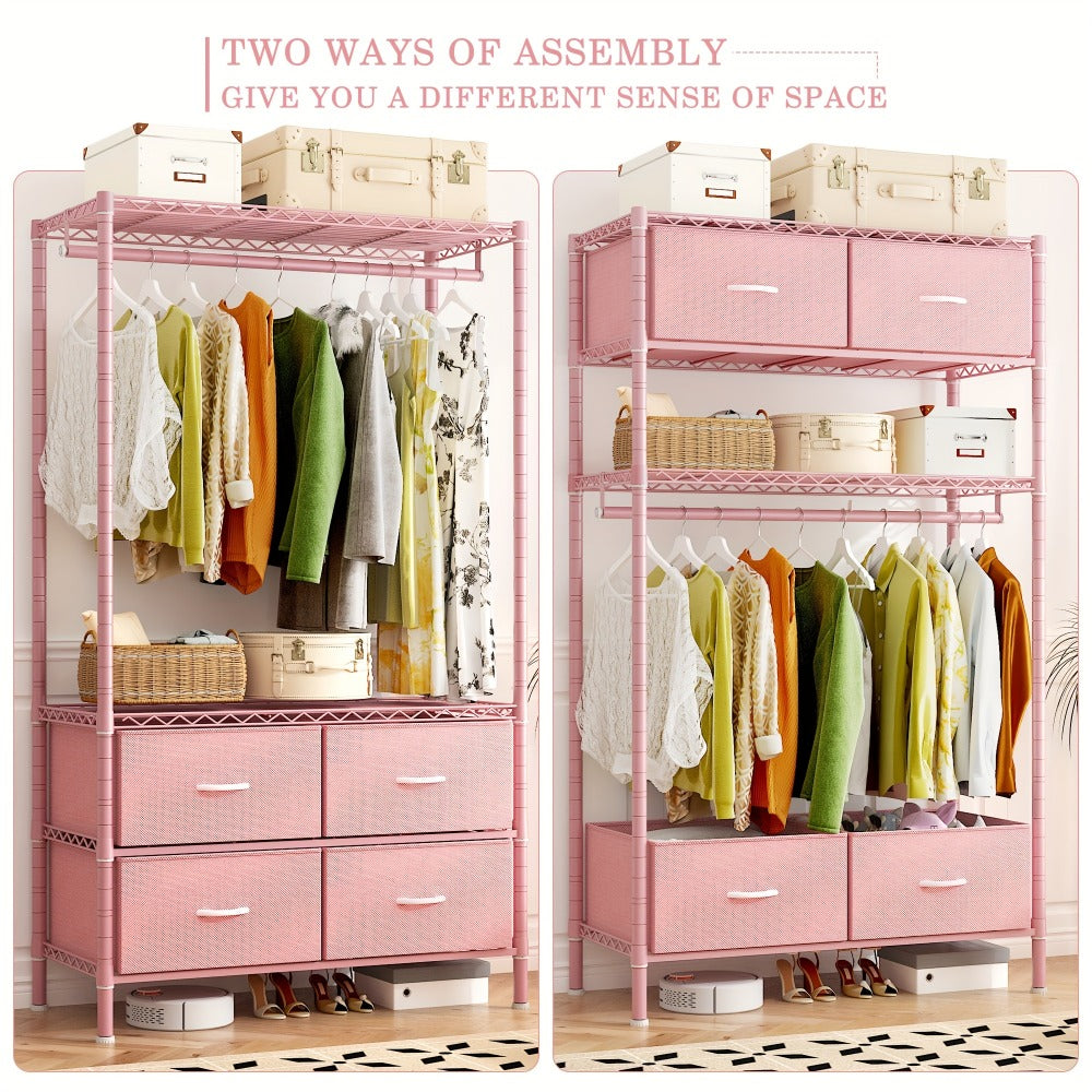 Freestanding Heavy-Duty Clothing Rack with Adjustable Height for Bedroom detail image - detail view 3