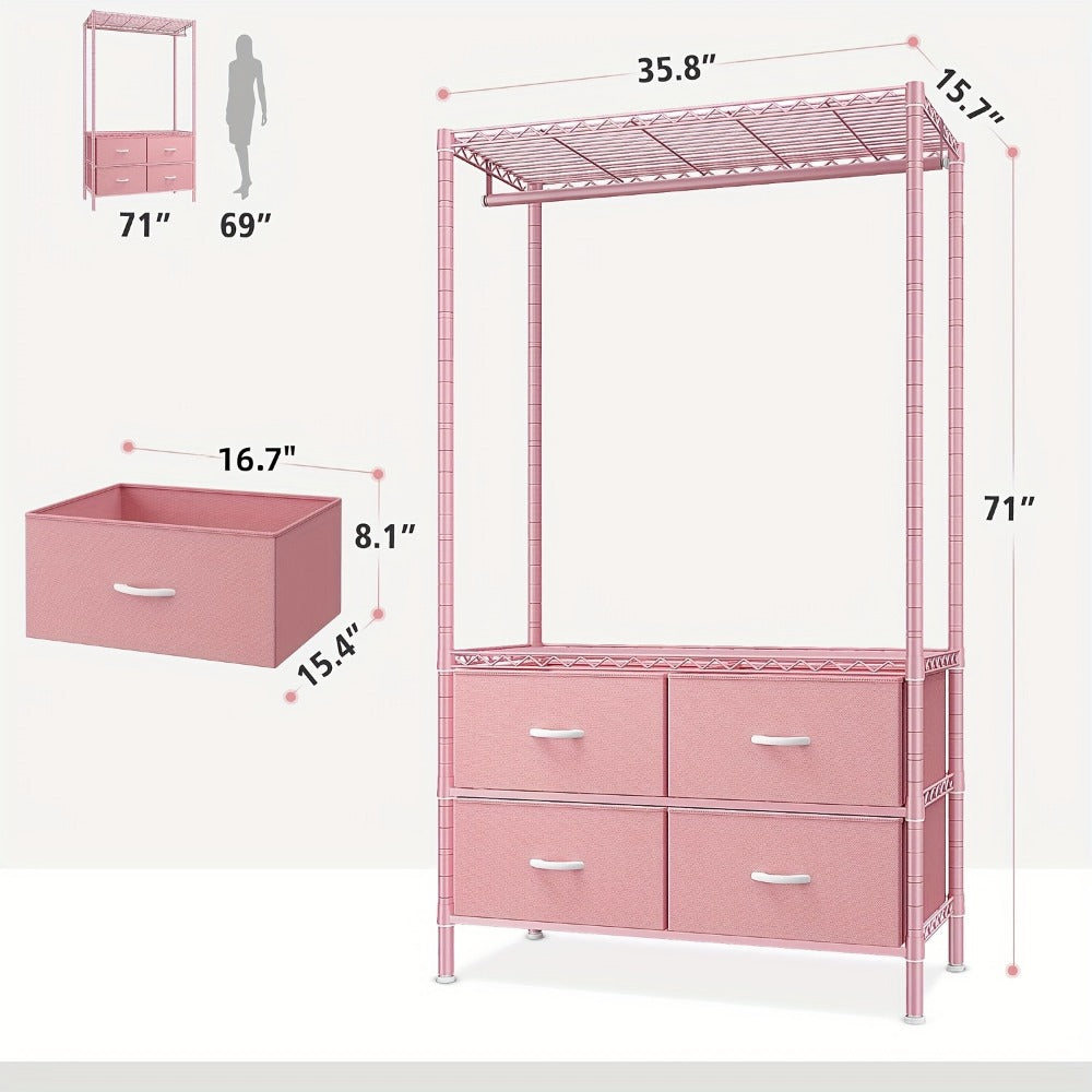 Freestanding Heavy-Duty Clothing Rack with Adjustable Height for Bedroom detail image - detail view 4