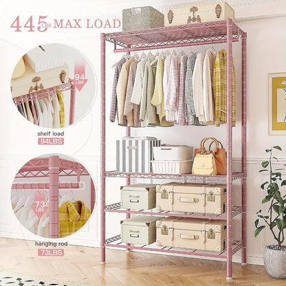 Freestanding Heavy-Duty Clothing Rack with Adjustable Height for Bedroom detail image - detail view 5