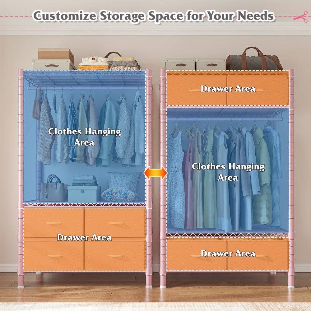 Freestanding Heavy-Duty Clothing Rack with Adjustable Height for Bedroom detail image - detail view 7
