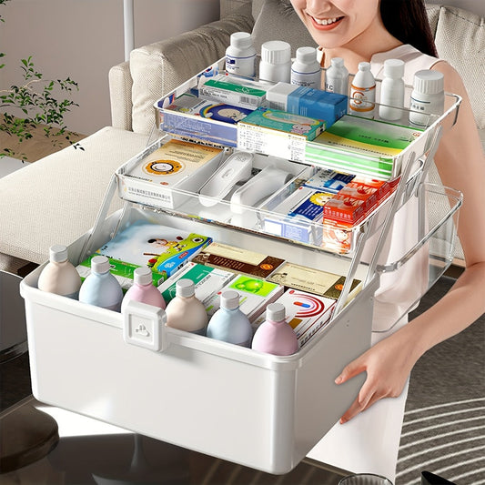Medicine Chest, Freestanding Large Capacity Multi-Tier First Aid & Medication Organizer shown in the main product view