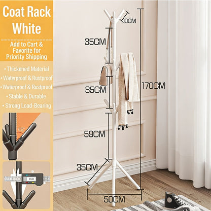 Freestanding Metal Coat Rack, Entryway Hall Tree for Organized Everyday Storage detail image - detail view 4