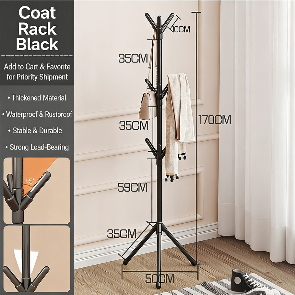 Freestanding Metal Coat Rack, Entryway Hall Tree for Organized Everyday Storage detail image - detail view 5