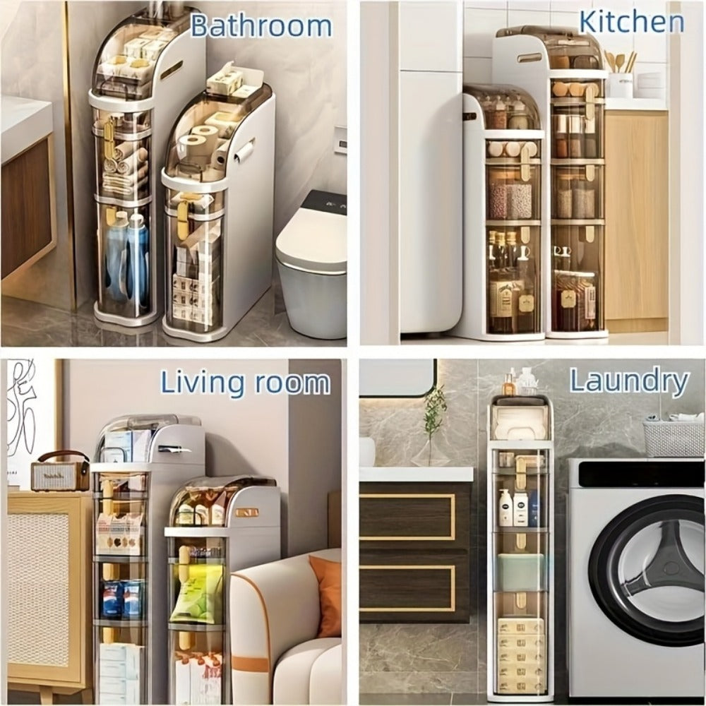 Freestanding Narrow Bathroom Storage Cabinet with Clear Drawers and Tool-Free Assembly detail image - detail view 13