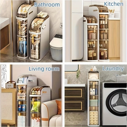 Freestanding Narrow Bathroom Storage Cabinet with Clear Drawers and Tool-Free Assembly detail image - detail view 13