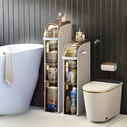 Freestanding Narrow Bathroom Storage Cabinet with Clear Drawers and Tool-Free Assembly detail image