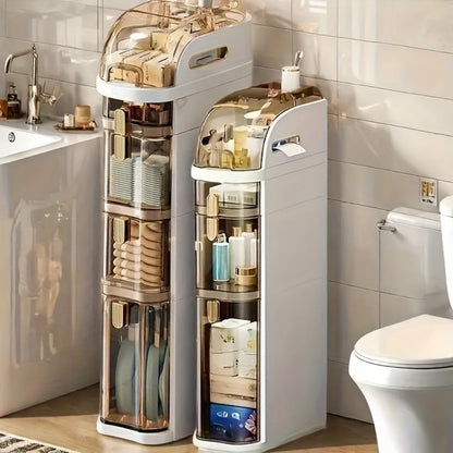 Freestanding Narrow Bathroom Storage Cabinet with Clear Drawers and Tool-Free Assembly detail image - detail view 3