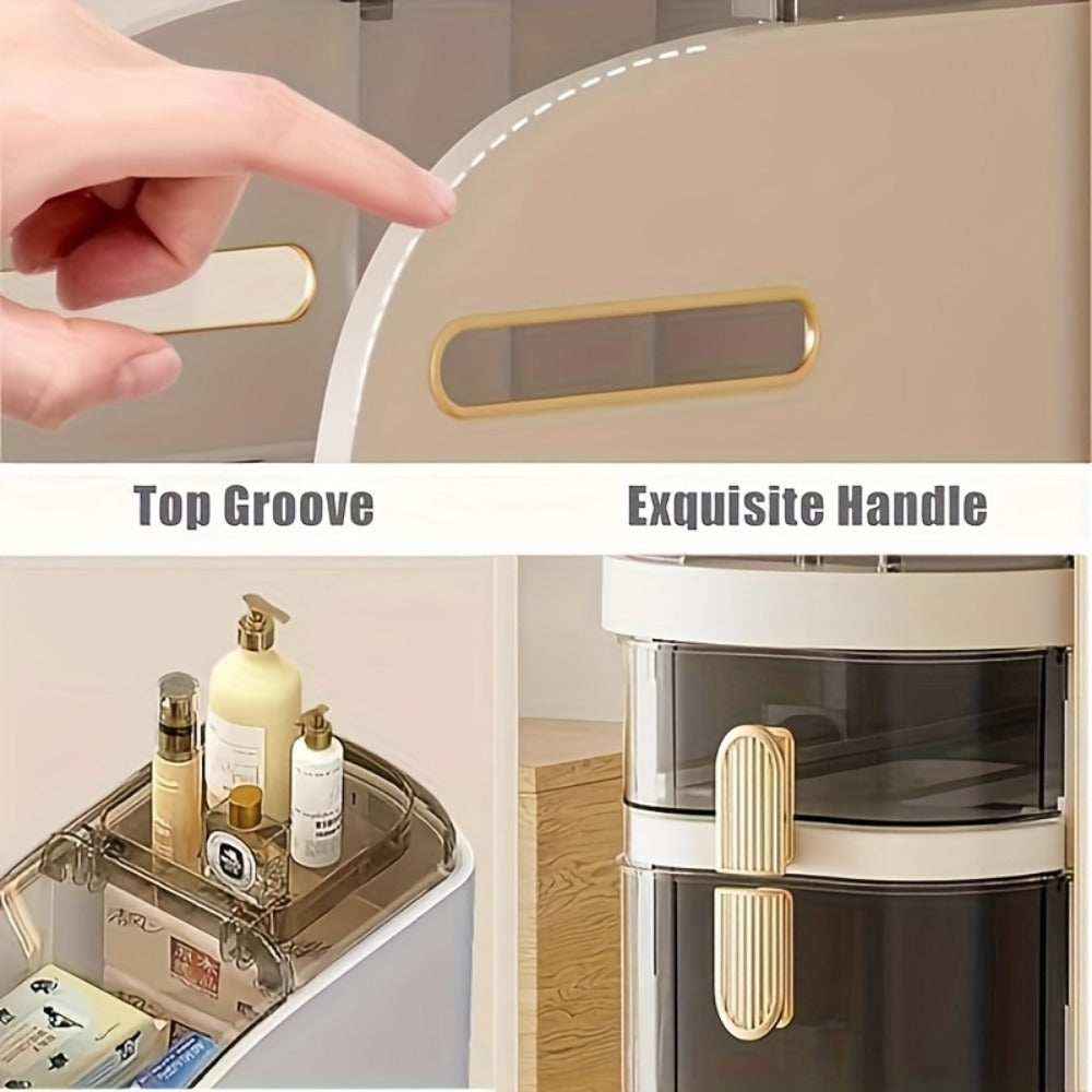Freestanding Narrow Bathroom Storage Cabinet with Clear Drawers and Tool-Free Assembly detail image - detail view 8
