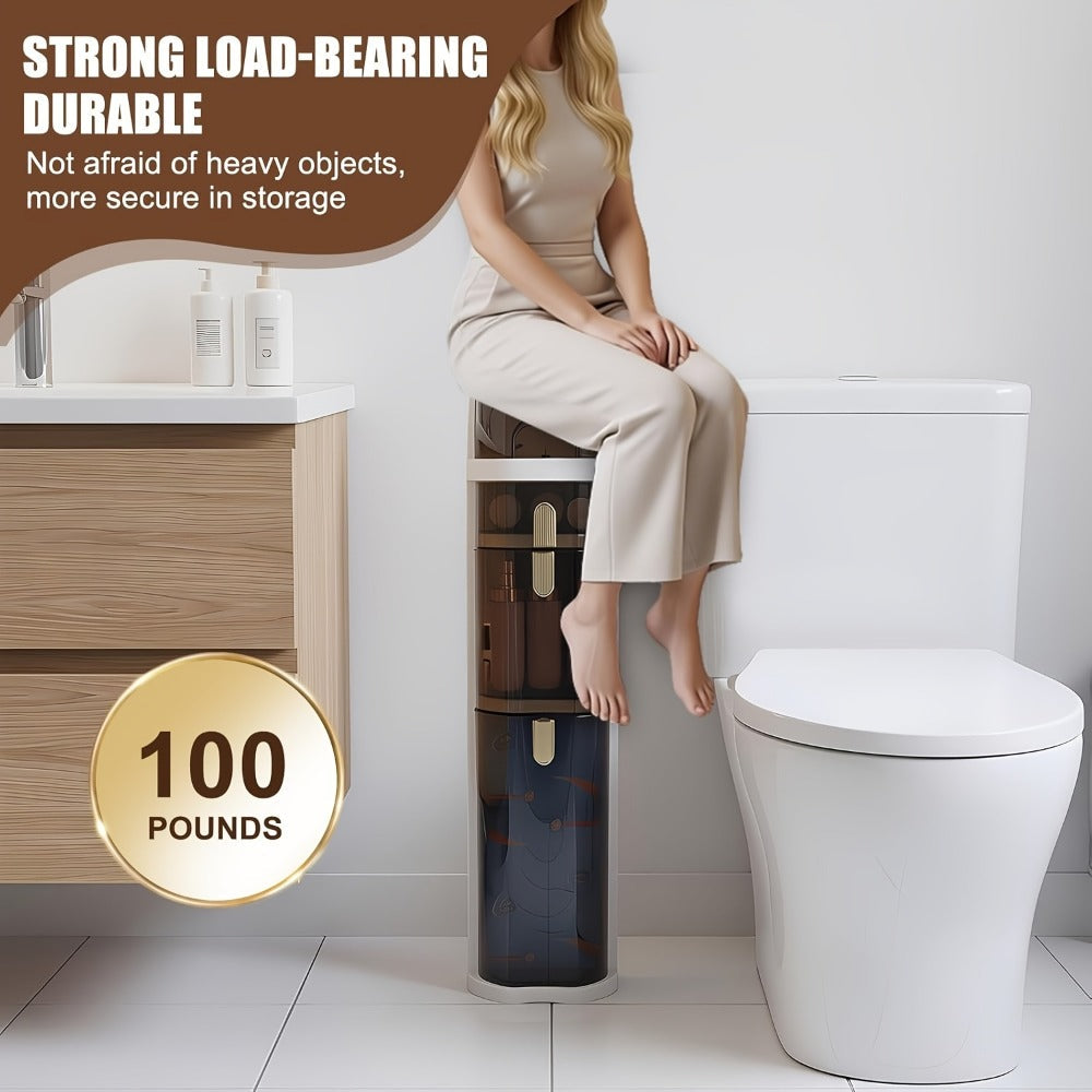 Freestanding Narrow Bathroom Storage Cabinet with Clear Drawers and Tool-Free Assembly detail image - detail view 9