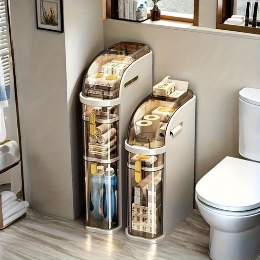 Bathroom Storage Cabinet, Narrow Tall with Clear Drawers, Freestanding Slim Floor Cabinet shown in the main product view