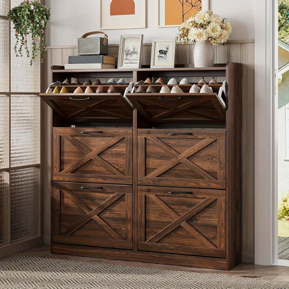 Shoe Cabinet shown in the Dark Walnut, 6-Drawers option