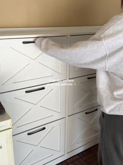 Freestanding Narrow Shoe Cabinet, Covered Shoe Storage for Entryway detail image - detail view 15