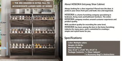 Freestanding Narrow Shoe Cabinet, Covered Shoe Storage for Entryway detail image - detail view 18