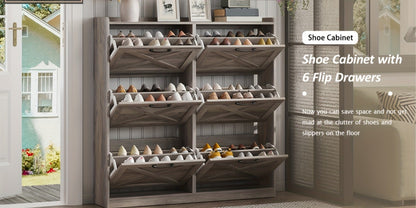 Freestanding Narrow Shoe Cabinet, Covered Shoe Storage for Entryway detail image - detail view 19