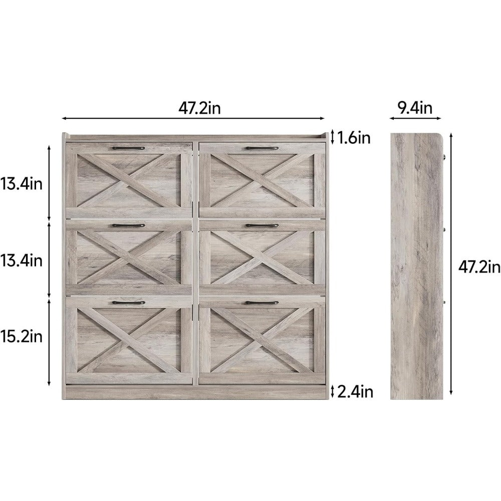 Freestanding Narrow Shoe Cabinet, Covered Shoe Storage for Entryway detail image - detail view 4