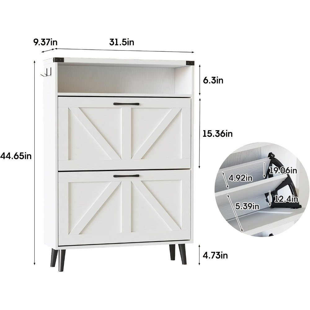 Freestanding Narrow Shoe Cabinet, Covered Shoe Storage for Entryway detail image - detail view 5