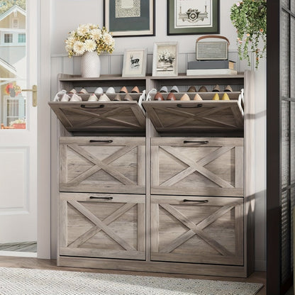Shoe Cabinet, Shoe Storage Cabinet 6 Flip Drawers Narrow Freestanding Entryway Shoe shown in the main product view