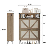 Rustic Oak Rattan 2-Drawer