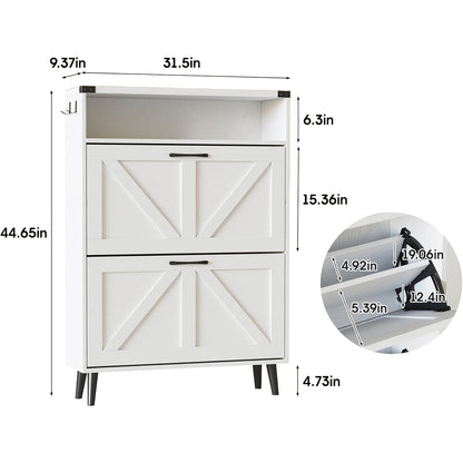 Shoe Cabinet shown in the White 2-Drawers, 6-Drawers option