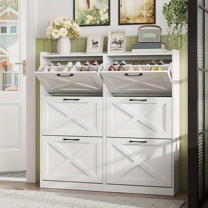 Shoe Cabinet shown in the White, 6-Drawers option