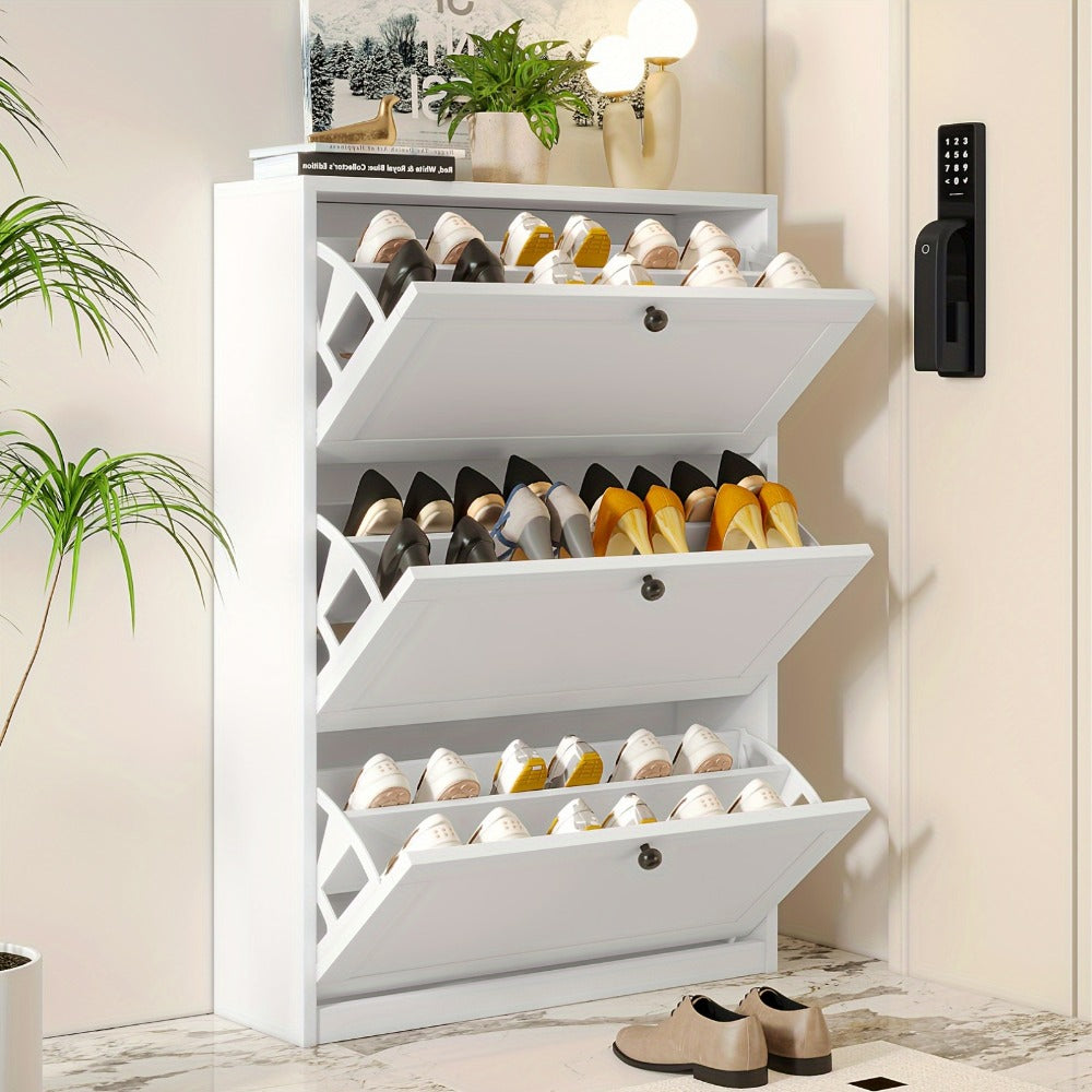 Freestanding Narrow Shoe Cabinet, Space-Saving Shoe Cupboard for Entryway detail image - detail view 11