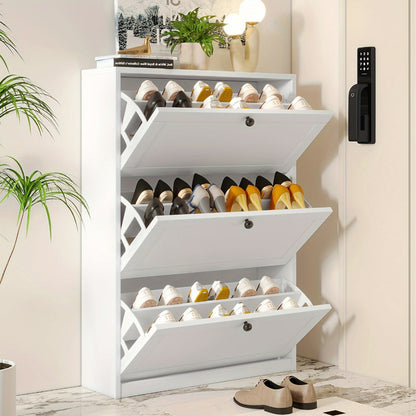 Freestanding Narrow Shoe Cabinet, Space-Saving Shoe Cupboard for Entryway detail image - detail view 11