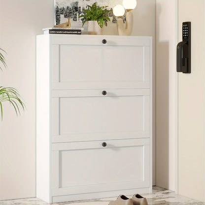 Freestanding Narrow Shoe Cabinet, Space-Saving Shoe Cupboard for Entryway detail image - detail view 13