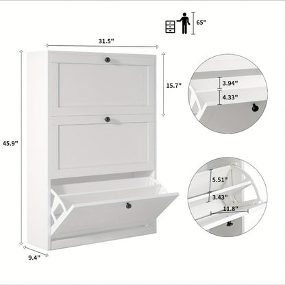 Freestanding Narrow Shoe Cabinet, Space-Saving Shoe Cupboard for Entryway detail image - detail view 4