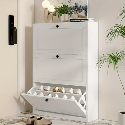 Shoe Cabinet with Flip Drawers Adjustable Shelf Narrow Freestanding Shoe Storage Organizer shown in the main product view