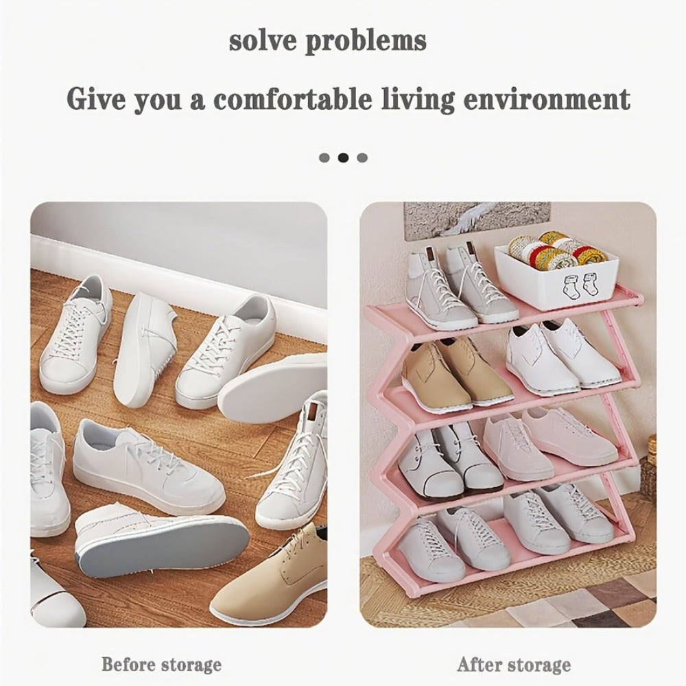 Freestanding Plastic Shoe Rack with Stackable Design for Organized Everyday Storage detail image - detail view 6