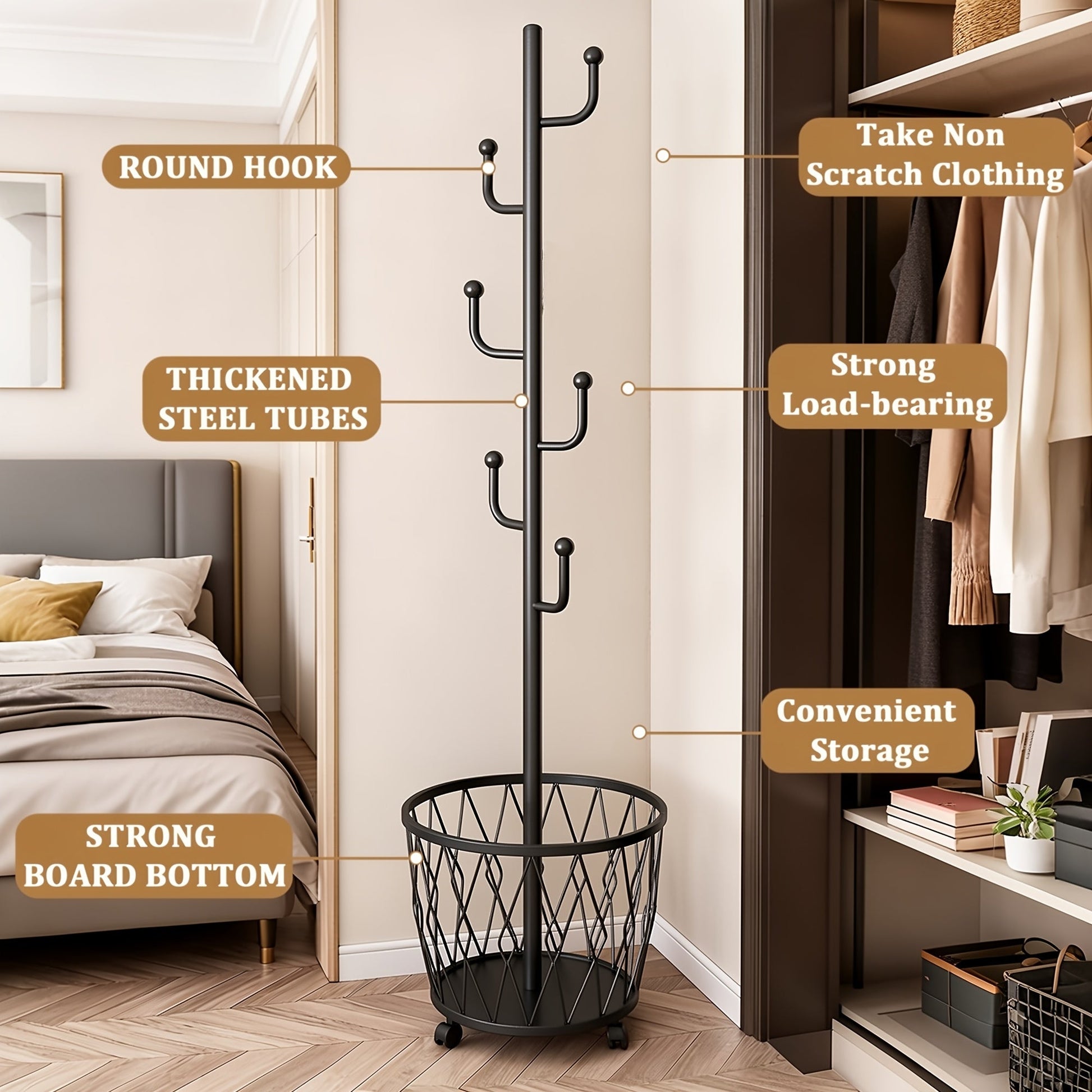 Coat Rack shown in the Black option