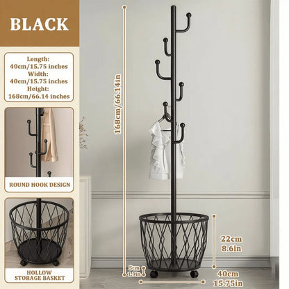 Freestanding Rolling Coat Rack with Locking Wheels, Entryway Hall Tree detail image - detail view 10