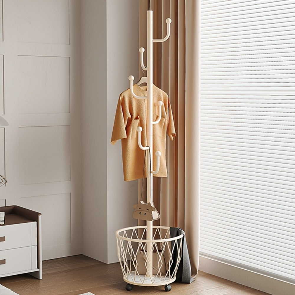 Freestanding Rolling Coat Rack with Locking Wheels, Entryway Hall Tree detail image - detail view 5